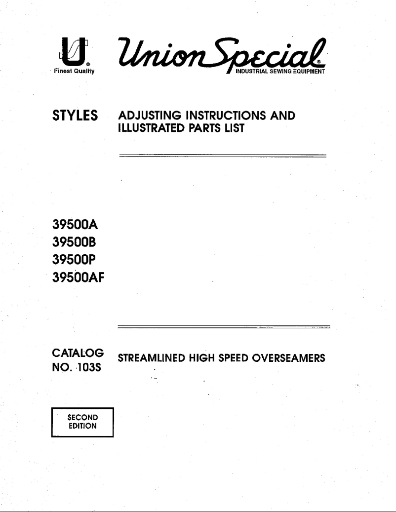 Page n°1 - Manuel utilisateur Union Special 39500A