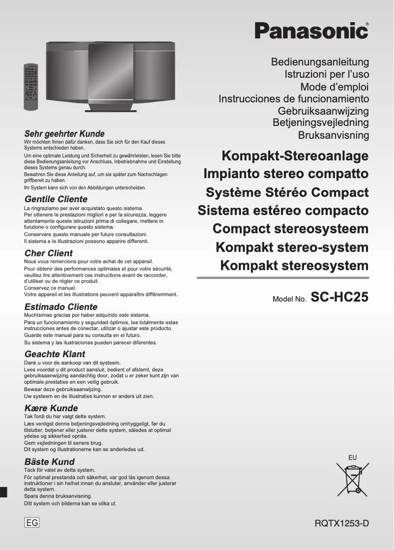 Page n°1 - Manuel utilisateur Panasonic SC-HC25