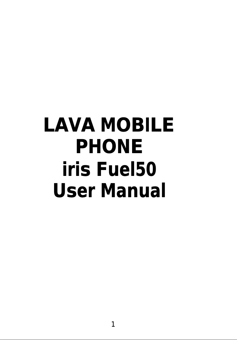 Page 1 de la notice Manuel utilisateur Lava Iris fuel 50