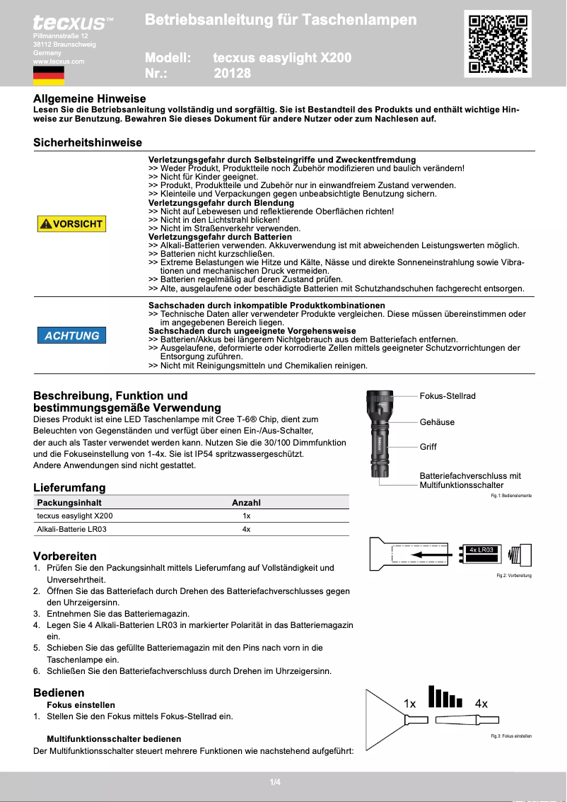 Page n°1 - Manuel utilisateur Tecxus EasyLight X200
