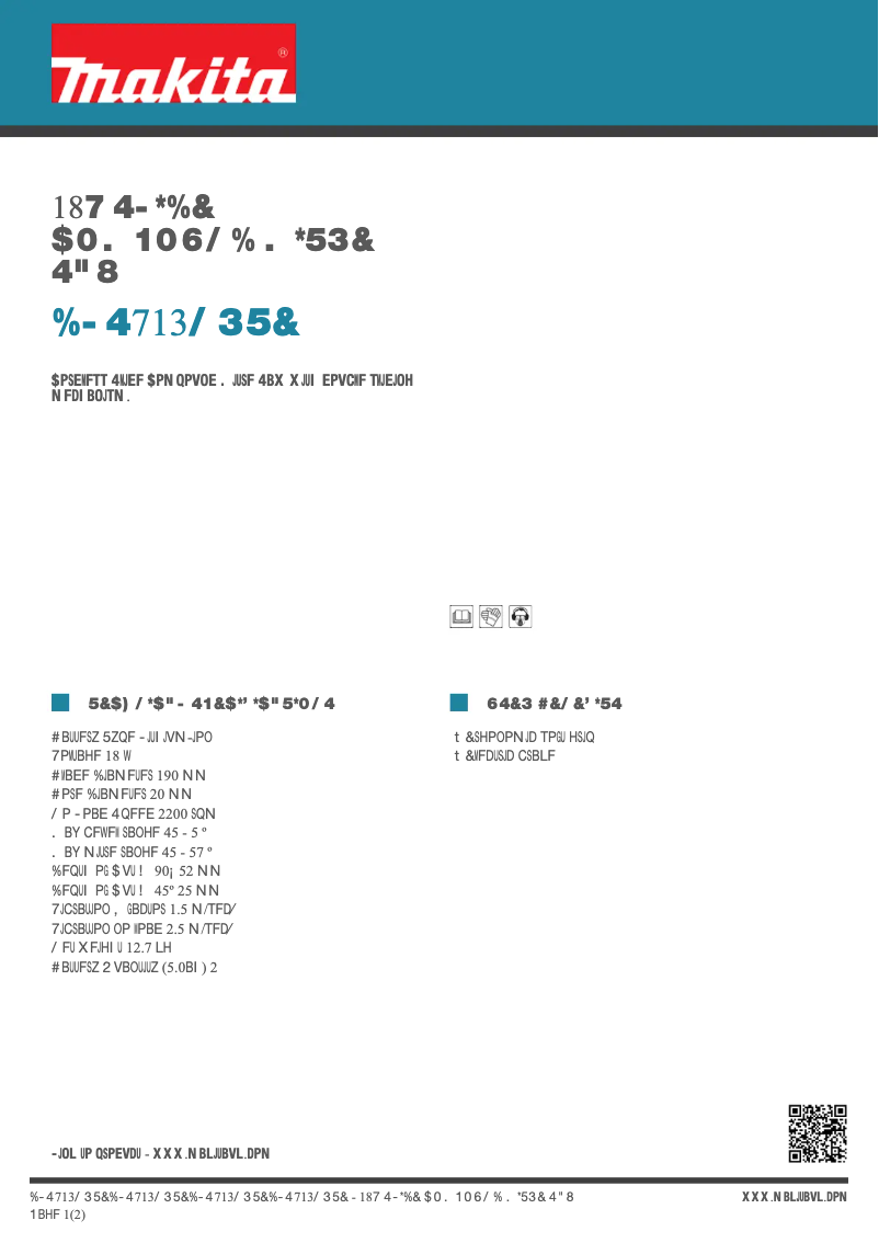 Page 1 de la notice Fiche technique Makita DLS713NRTE