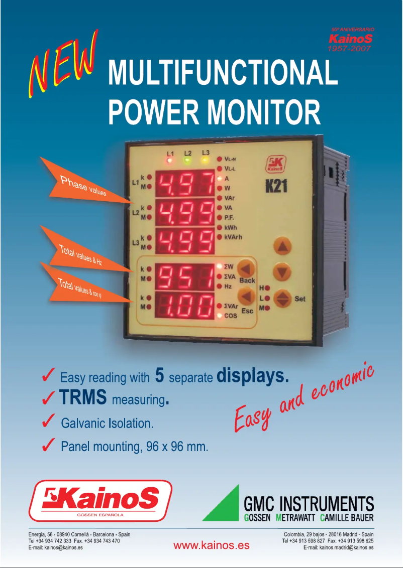 Page 1 de la notice Fiche technique Gossen Metrawatt K21