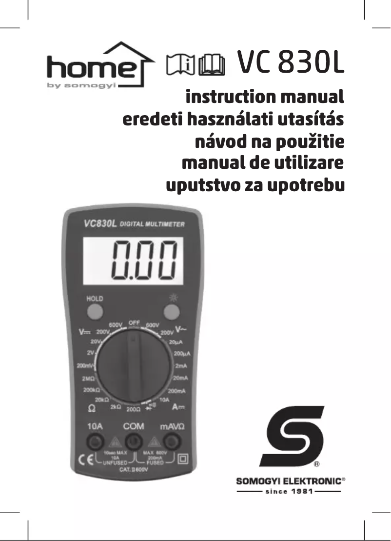 Page n°1 - Manuel utilisateur Somogyi VC 830L