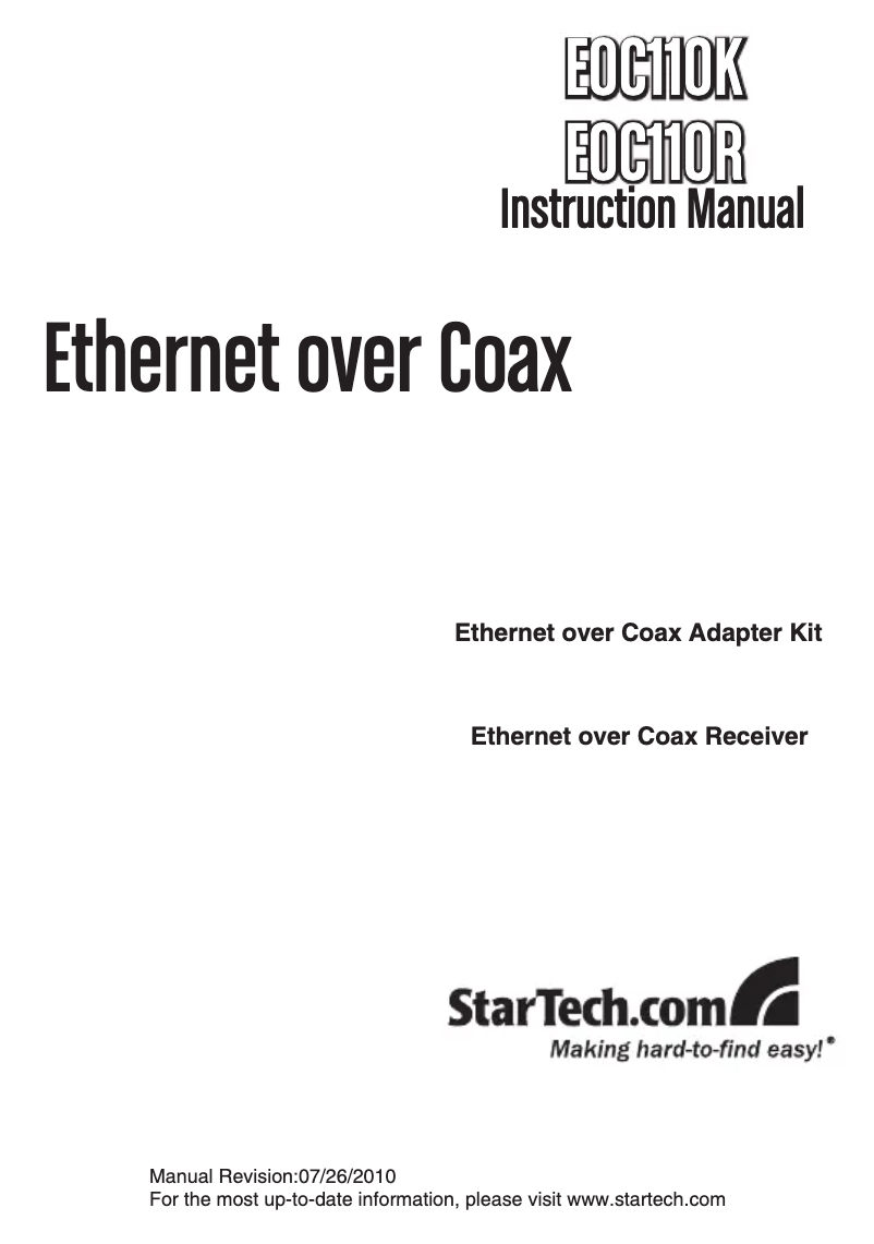 Page 1 de la notice Manuel utilisateur StarTech.com EOC110K
