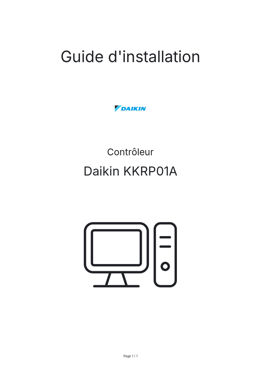 Image de la première page du manuel de l'appareil KKRP01A