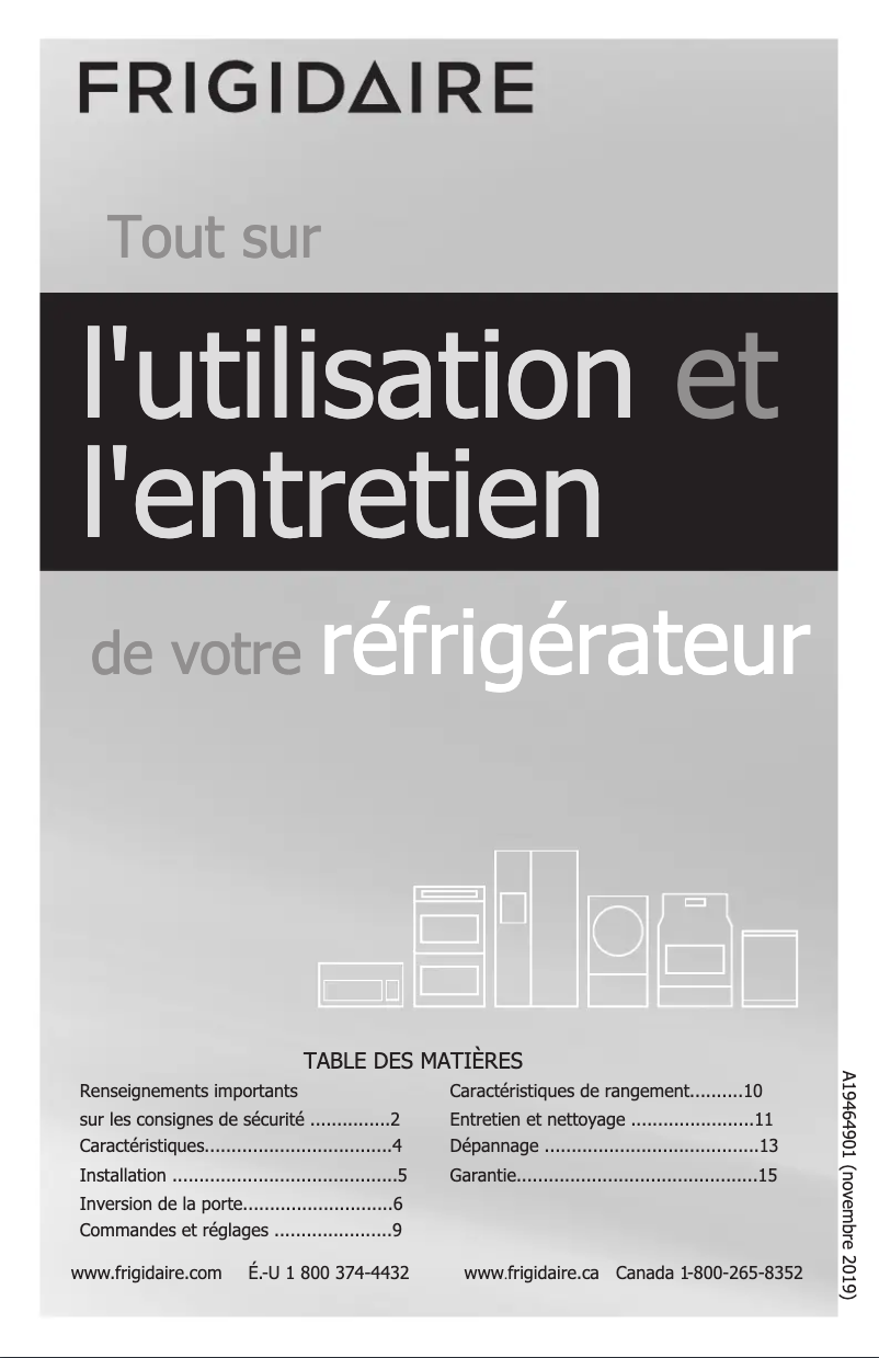 Page n°1 - Manuel utilisateur Frigidaire FFHT1824US
