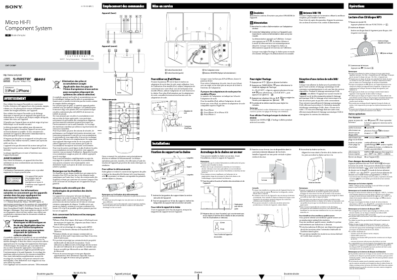 Page n°1 - Manuel utilisateur Sony CMT-CX5BiP