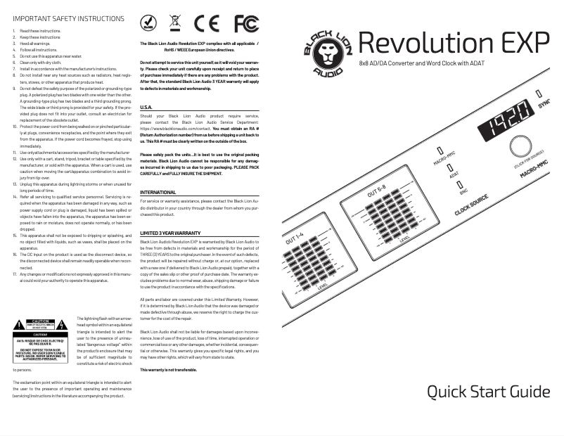 Page n°1 - Manuel utilisateur Black Lion Audio Revolution EXP