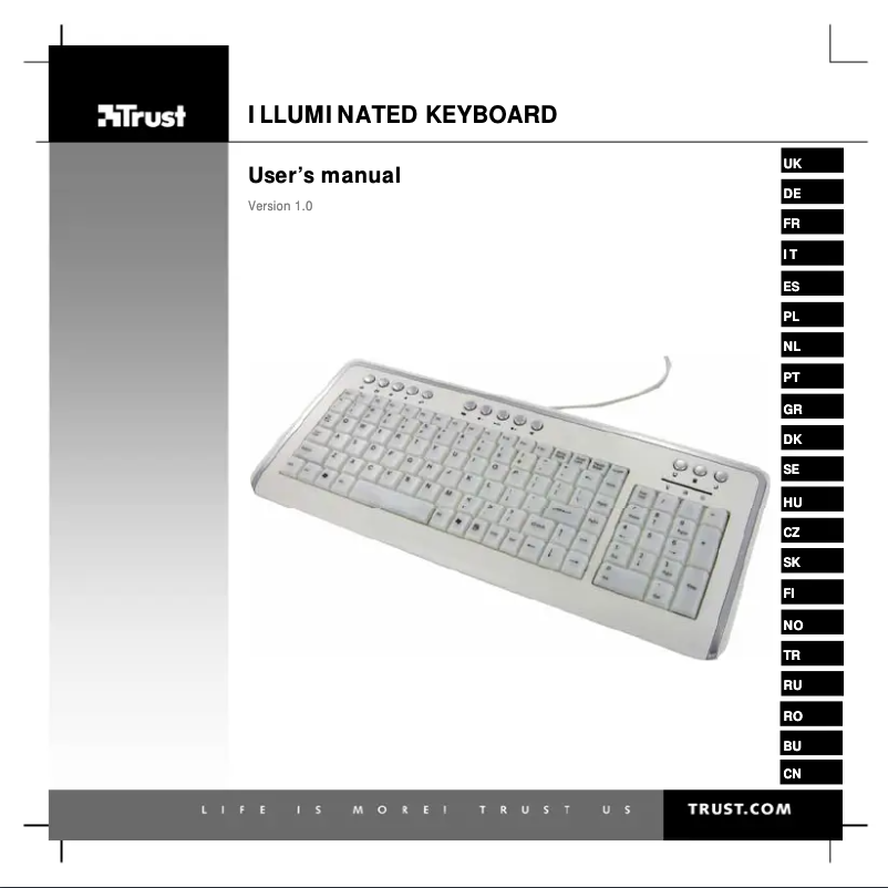 Image de la première page du manuel de l'appareil Illuminated Keyboard KB-1500