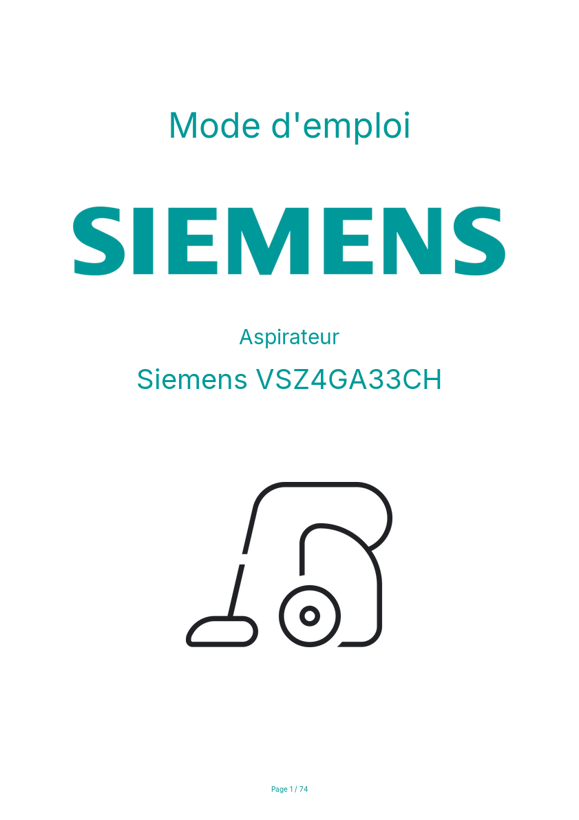Page n°1 - Mode d'emploi Siemens VSZ4GA33CH