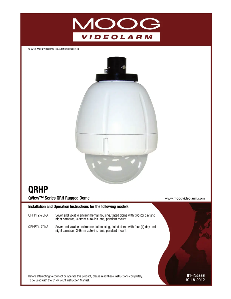 Page 1 de la notice Manuel utilisateur Moog QView QRHPT4-70NA-X2