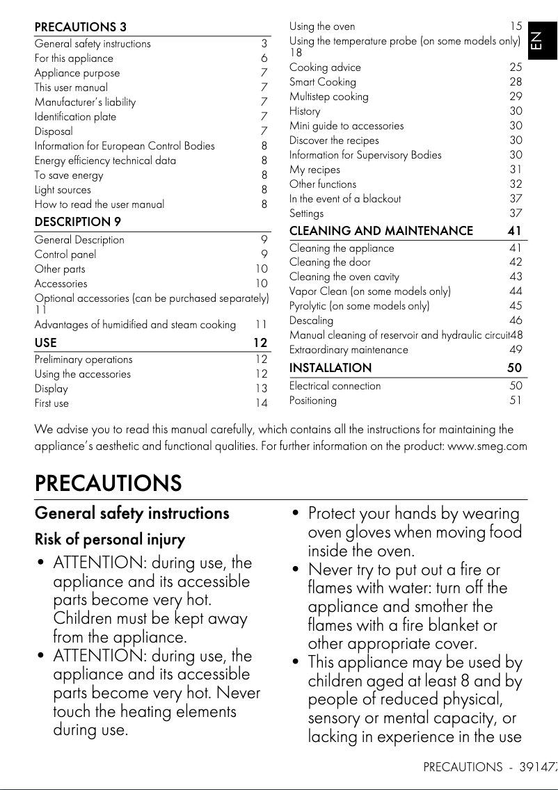 Page n°1 - Manuel utilisateur Smeg SOPA6104S2PS