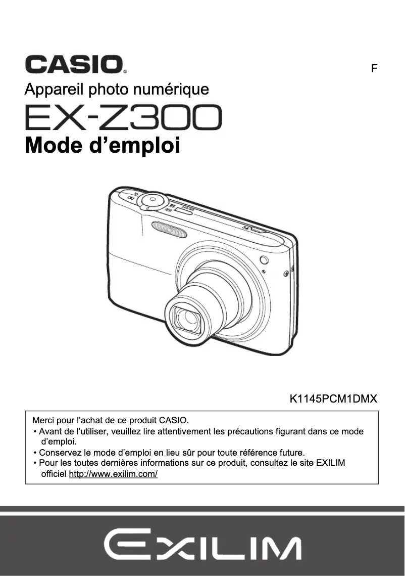 Page n°1 - Manuel utilisateur Casio Exilim EX-Z300