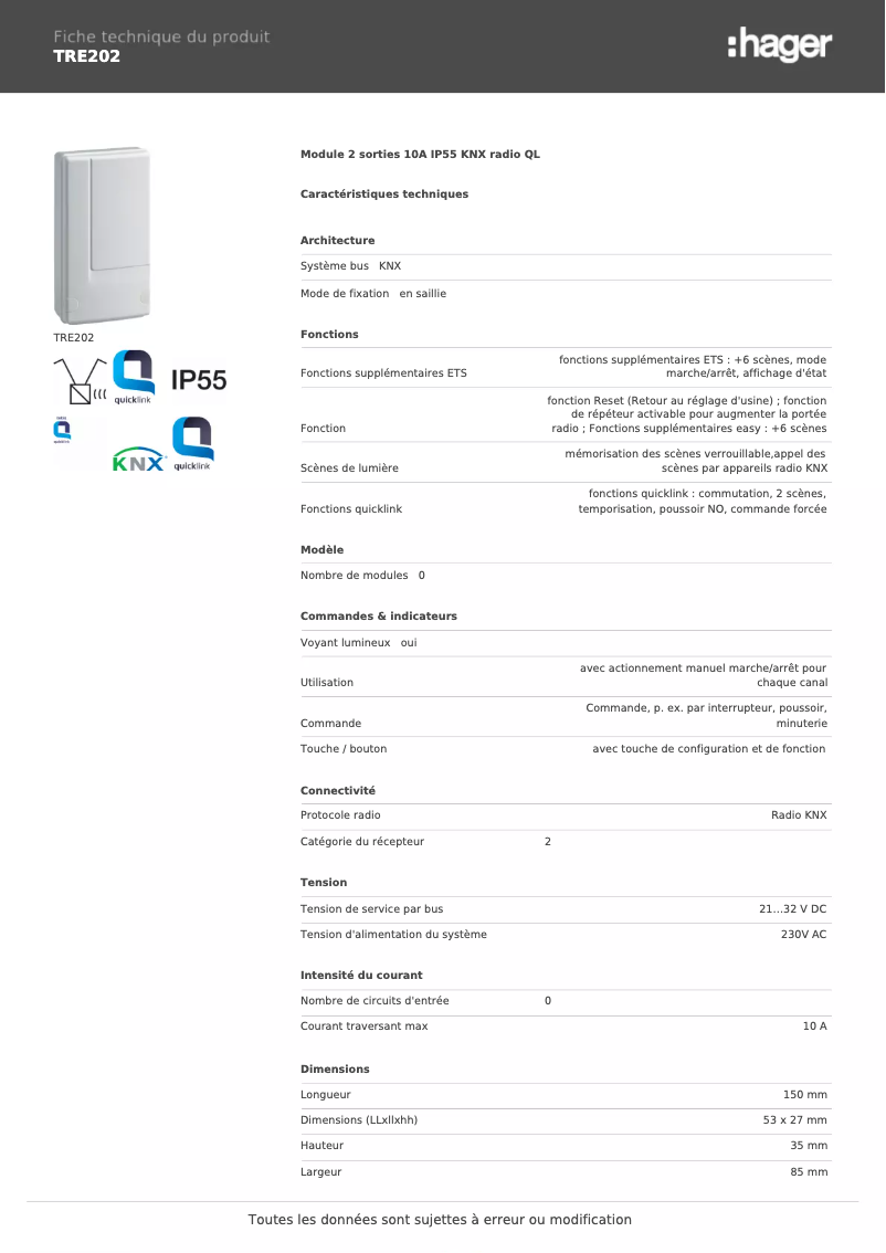 Image de la première page du manuel de l'appareil TRE202