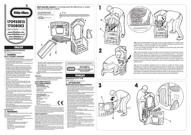 Page 1 de la notice Manuel utilisateur Little Tikes Climb 'n Slide Playhouse