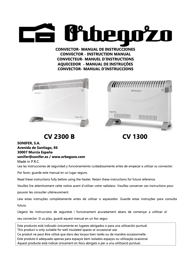 Image de la première page du manuel de l'appareil CV 1300