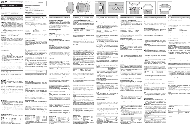 Page 1 de la notice Manuel utilisateur Sigma 24mm F1.4 DG HSM A