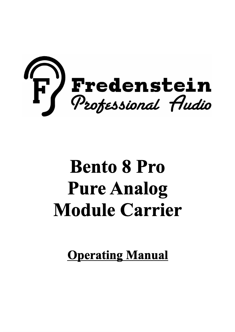 Page 1 de la notice Manuel utilisateur Fredenstein Bento 8 Pro