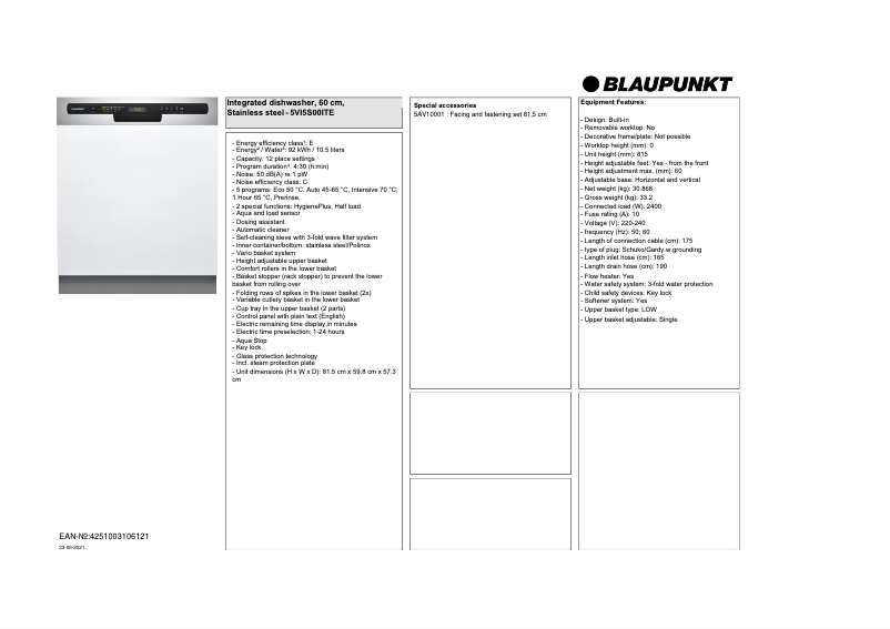 Image de la première page du manuel de l'appareil 5VI5S00ITE