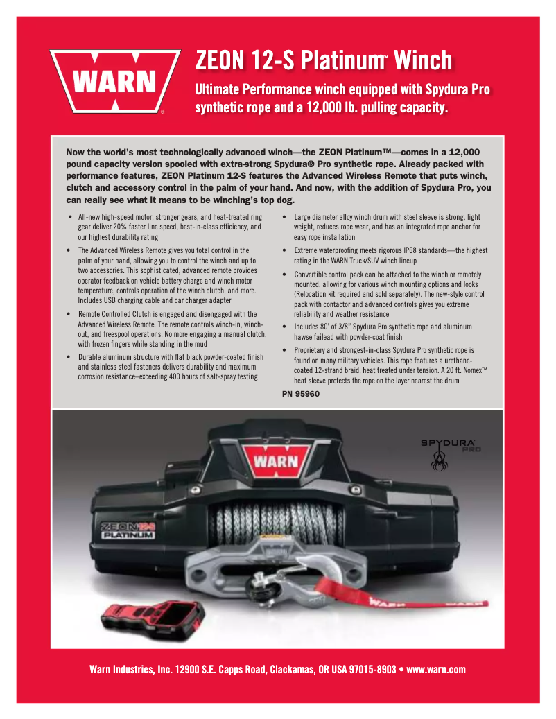 Page 1 de la notice Manuel utilisateur WARN ZEON 12-S Platinum