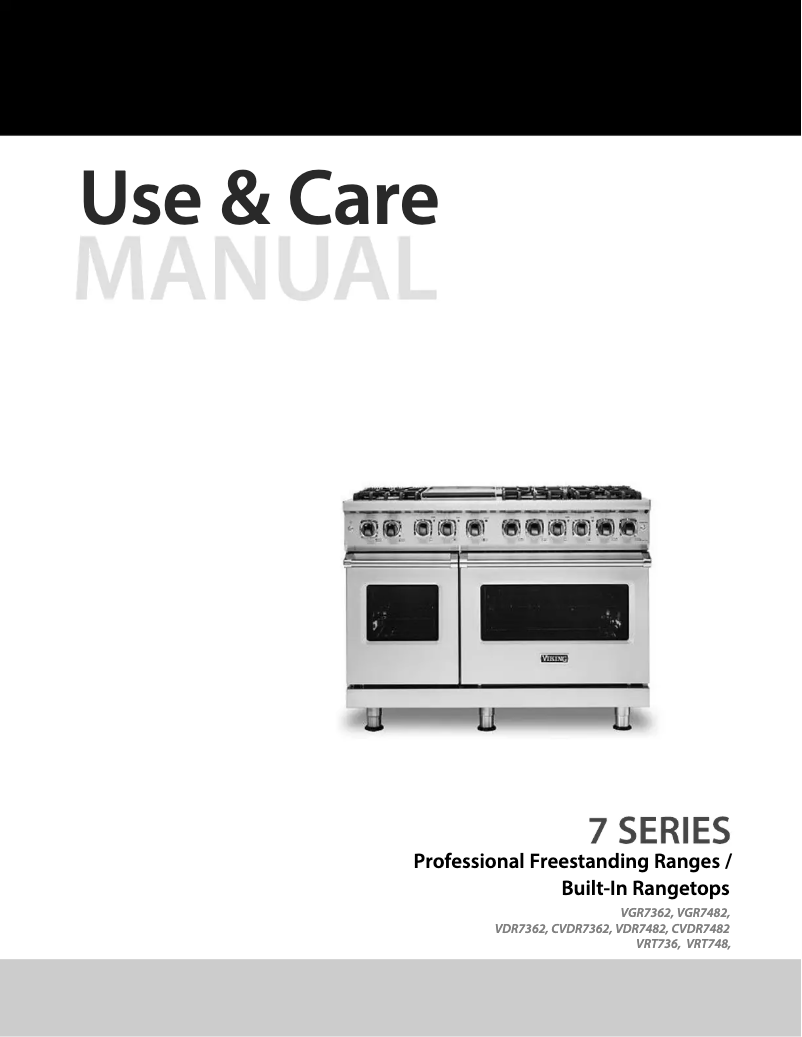 Page 1 of the manual Use and Maintenance Manual Viking VGR73626BSS
