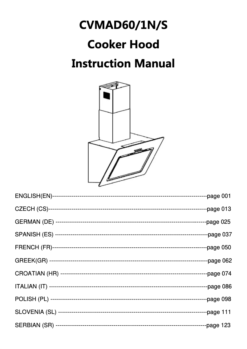 Page 1 de la notice Manuel utilisateur Candy CVMAD60/1N/S