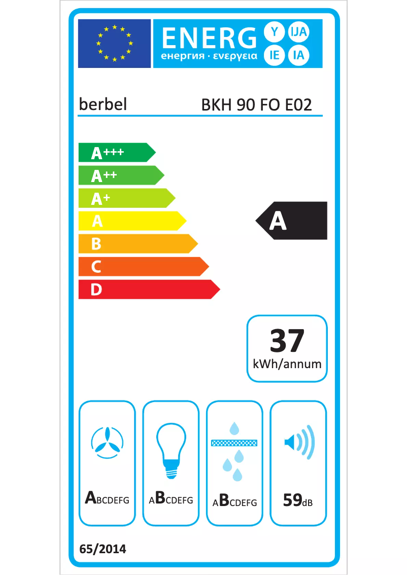 Page 1 de la notice Label énergétique Berbel BKH 90 FO