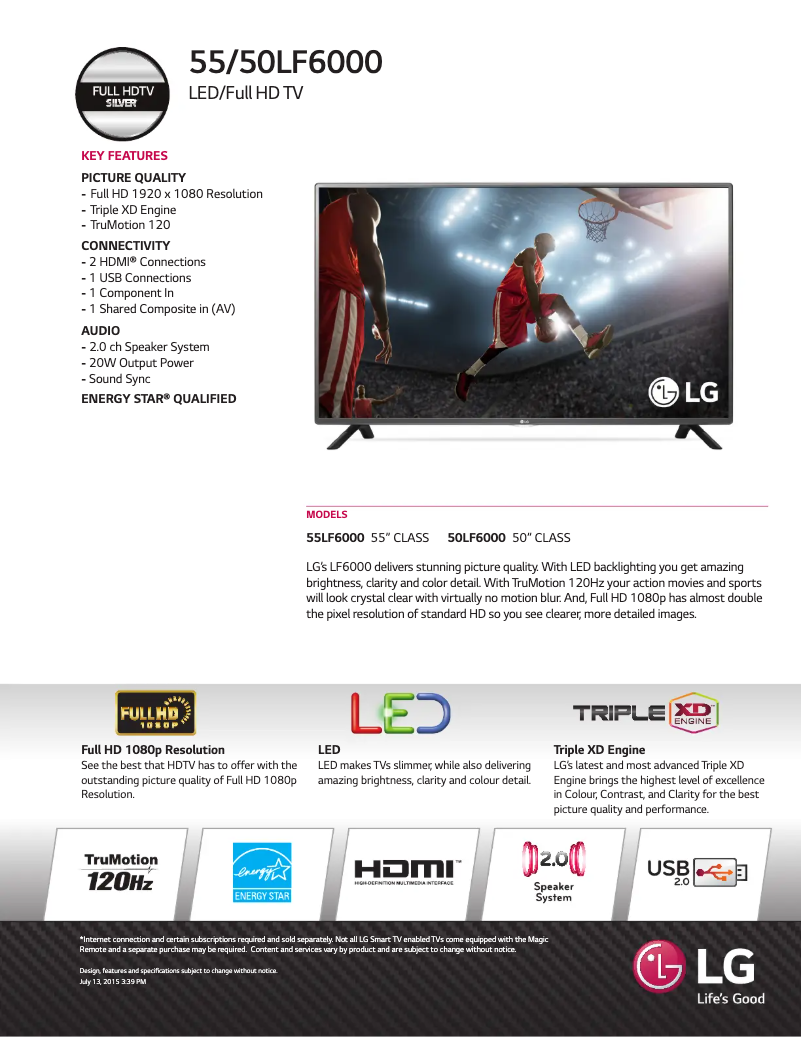 Page n°1 - Fiche technique LG 55LF6000