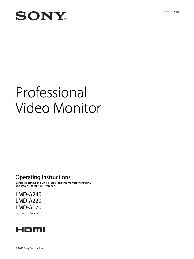 Page 1 de la notice Manuel utilisateur Sony LMD-A240