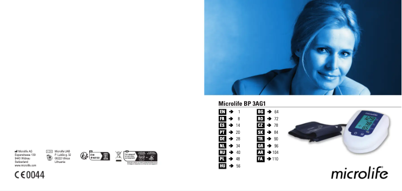 Page n°1 - Manuel utilisateur Microlife BP 3AG1