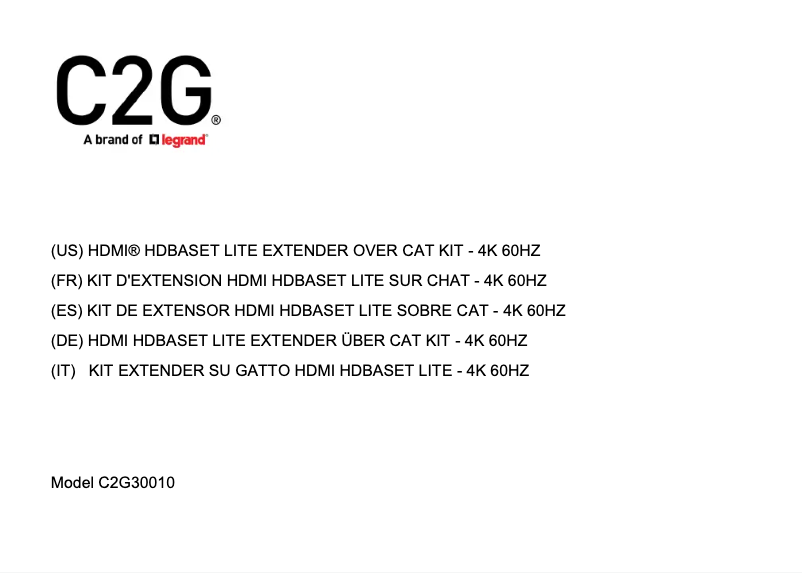 Page 1 of the manual User Manual C2G C2G30010