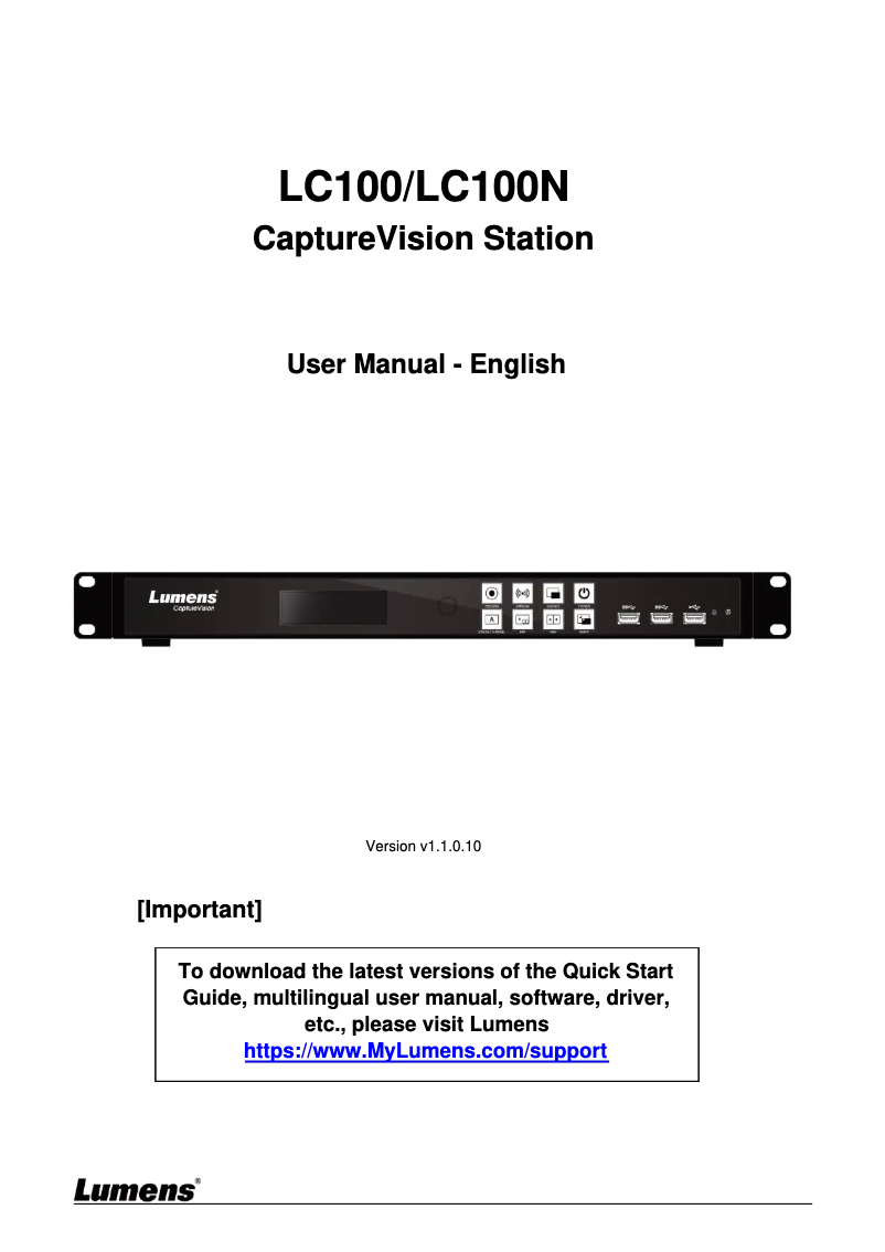 Page n°1 - Manuel utilisateur Lumens LC100