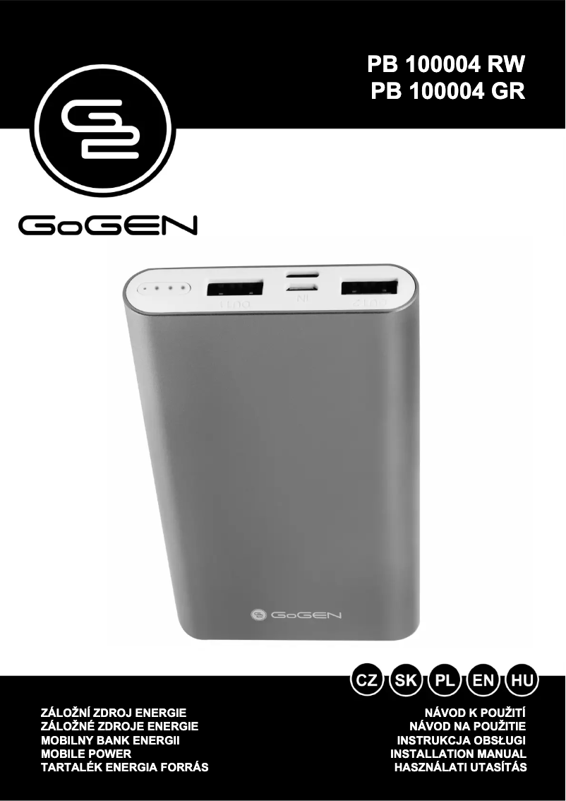 Page n°1 - Manuel utilisateur GoGen PB100004RW