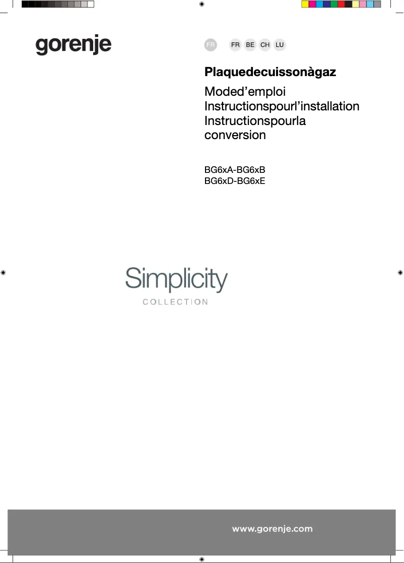 Page 1 de la notice Guide d'installation Gorenje GKTW642SYB