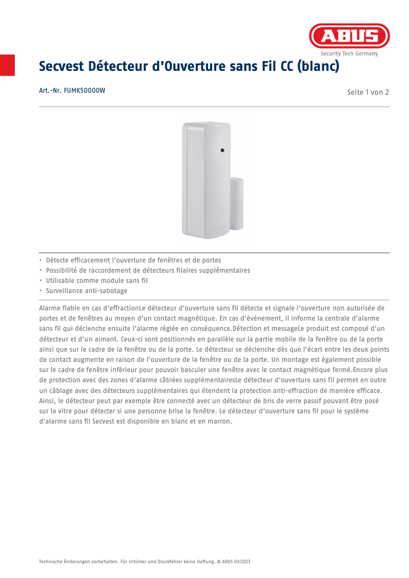 Image de la première page du manuel de l'appareil FUMK50000W