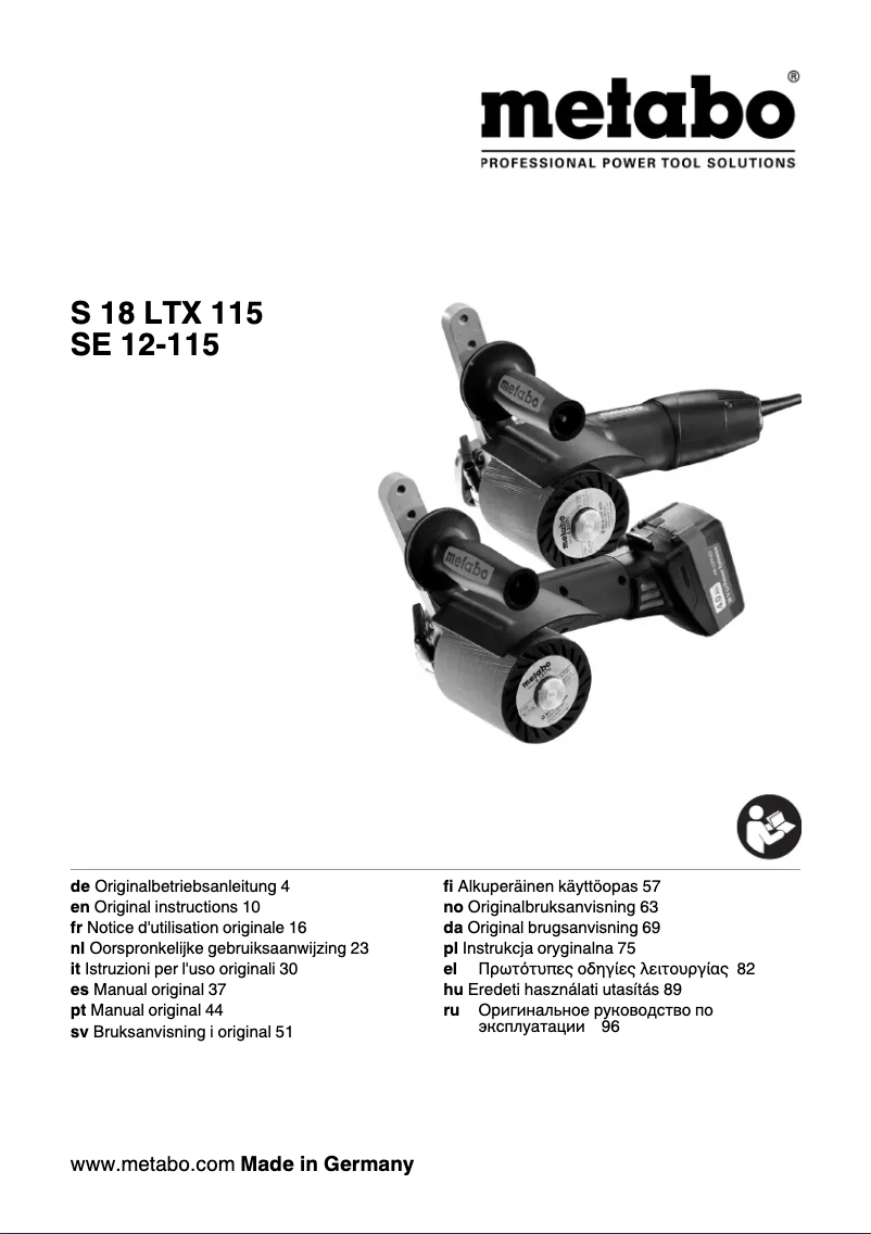Page n°1 - Manuel utilisateur Metabo SE 12-115