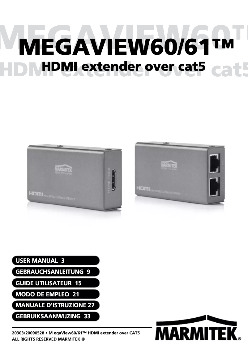 Page 1 de la notice Manuel utilisateur Marmitek MegaView 61
