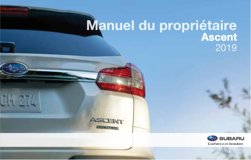 Page 1 of the manual User Manual Subaru Ascent (2019)