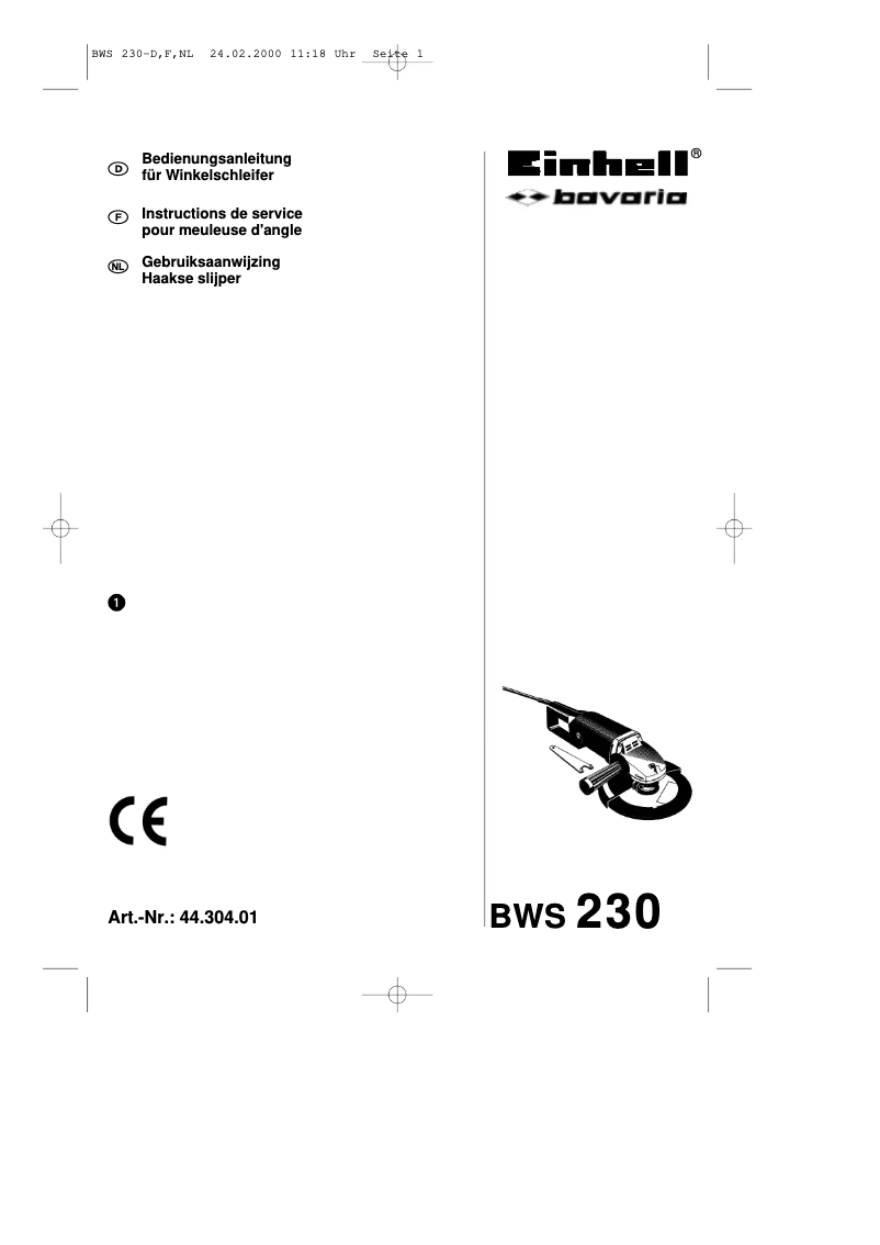 Page n°1 - Manuel utilisateur Einhell BWS 230