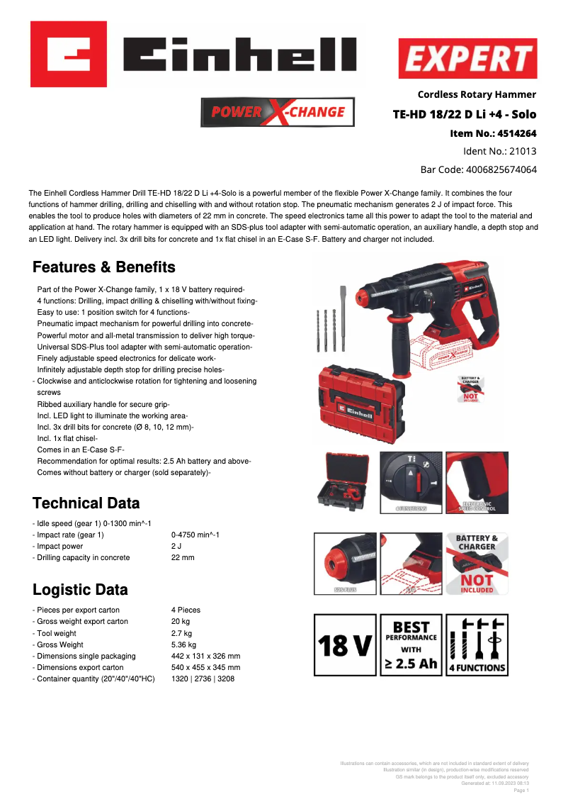 Image de la première page du manuel de l'appareil TE-HD 18/22 D Li