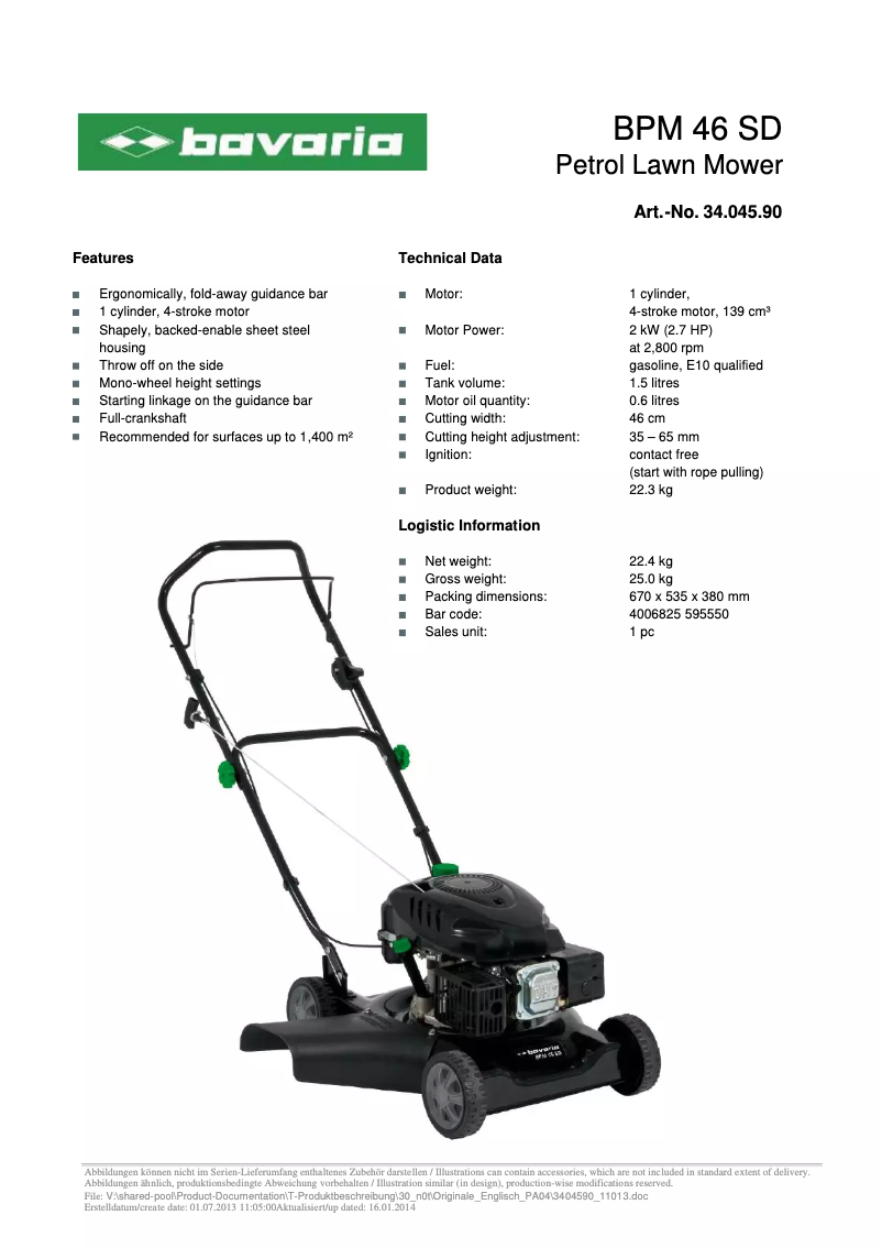 Image de la première page du manuel de l'appareil BPM 46 SD