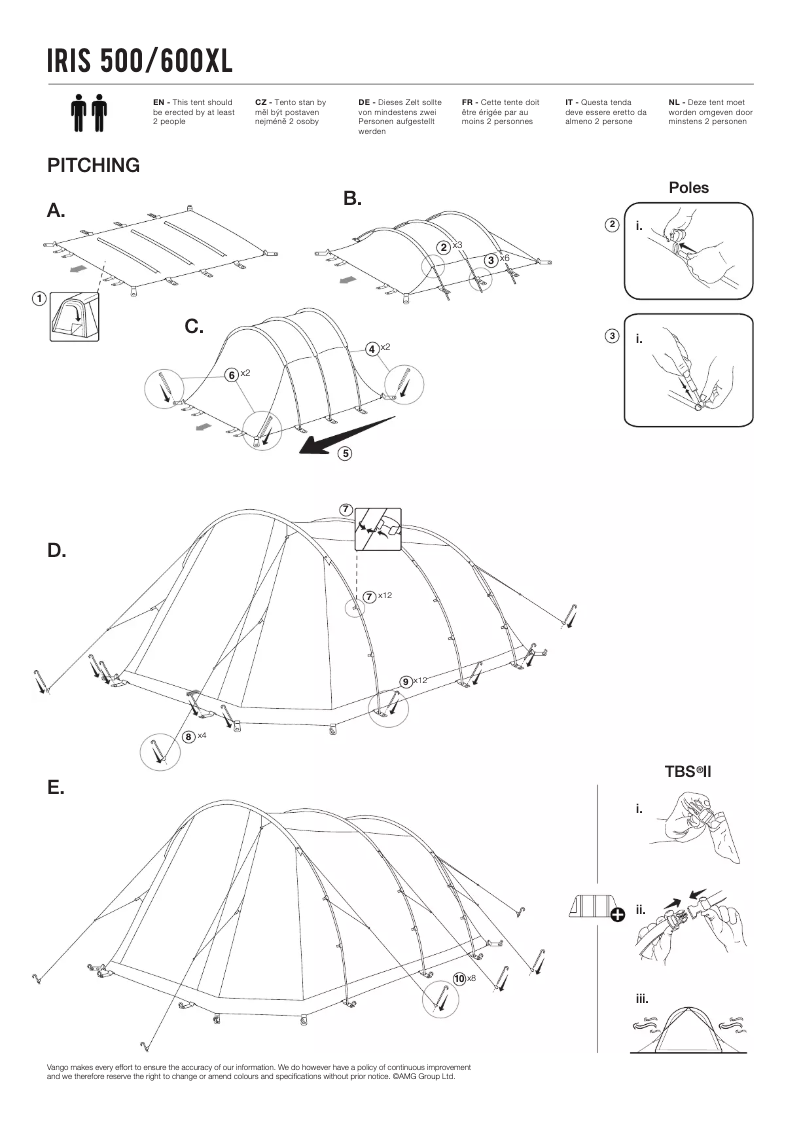 Page 1 de la notice Manuel utilisateur Vango Iris 600XL