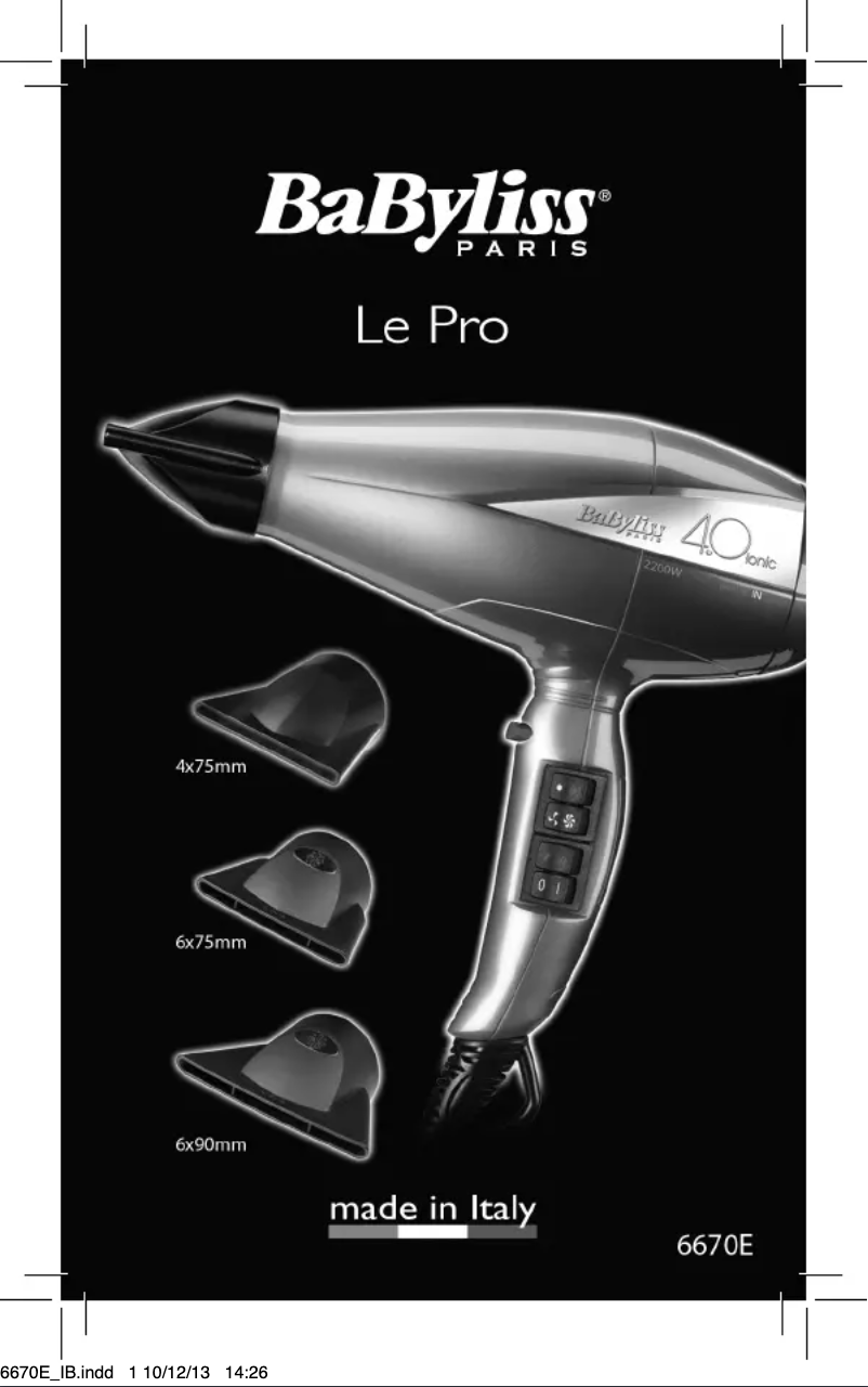 Page n°1 - Manuel utilisateur BaByliss Le Super Pro 6670E