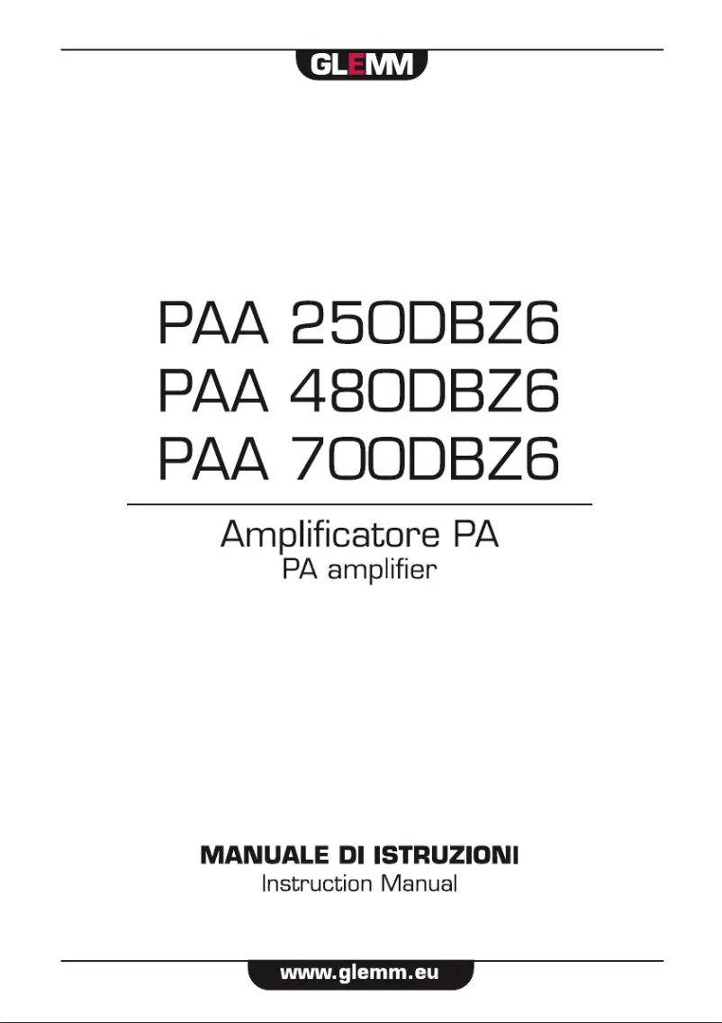 Page 1 de la notice Manuel utilisateur Glemm PAA 250DBZ6