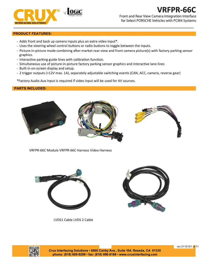 Page 1 de la notice Manuel utilisateur CRUX VRFPR-66C