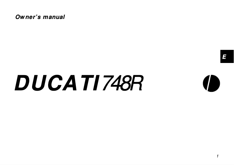 Page n°1 - Manuel utilisateur Ducati 748R
