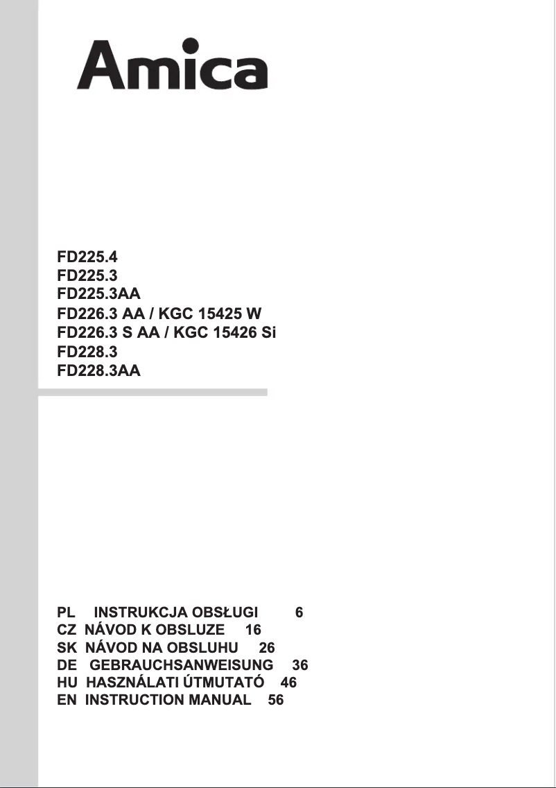 Page 1 de la notice Manuel utilisateur Amica FD228.3AA