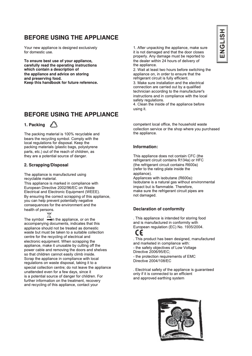 Page n°1 - Manuel utilisateur Hoover HLA 3050