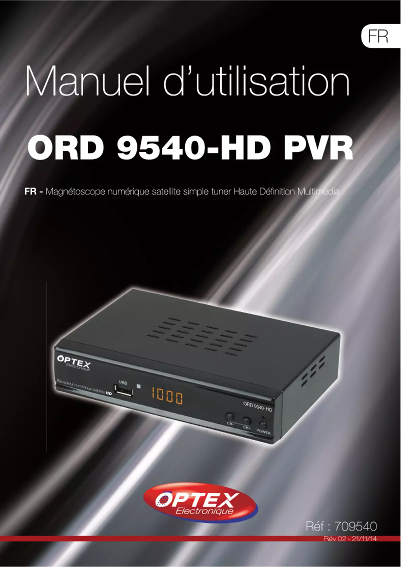 Page 1 de la notice Manuel utilisateur Optex ORD 9540-HD PVR