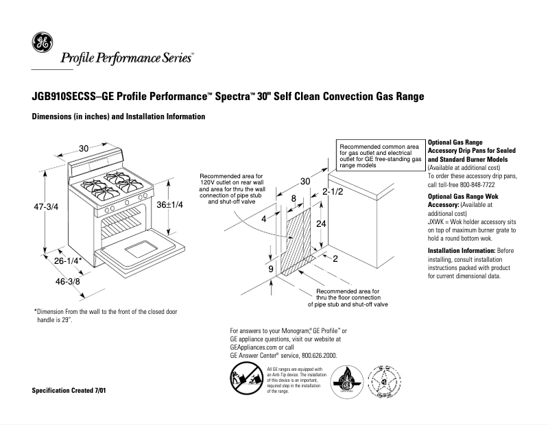 Image de la première page du manuel de l'appareil Profile Spectra JGB910SECSS